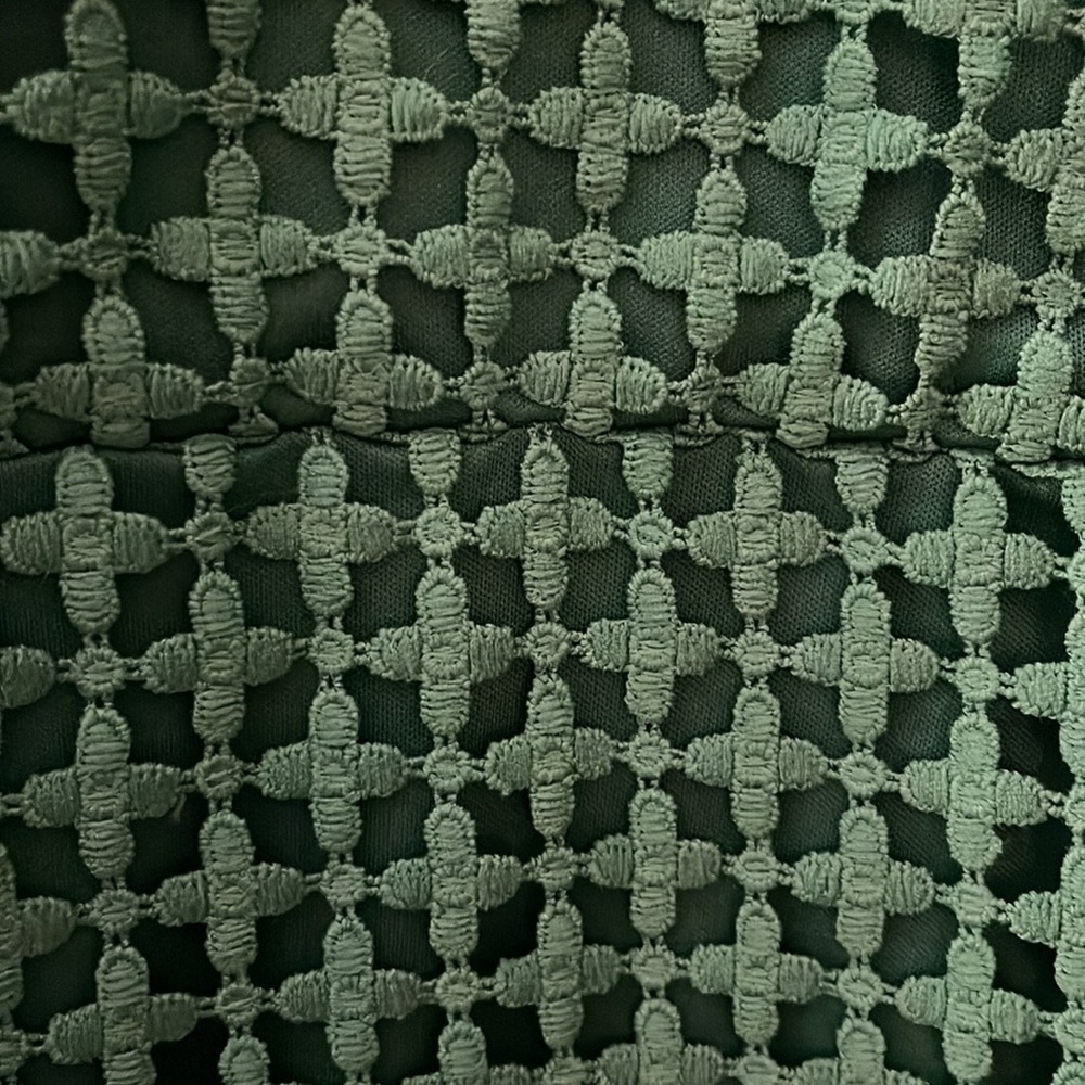 Lulus spaghetti strap dark green dress with cotton crocheted type overlay. S - Picture 3 of 10